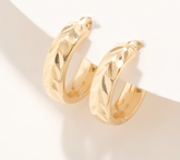 UltraFine 950 Silver Gold Tone Diamond Cut 1/2" Hoop Earrings